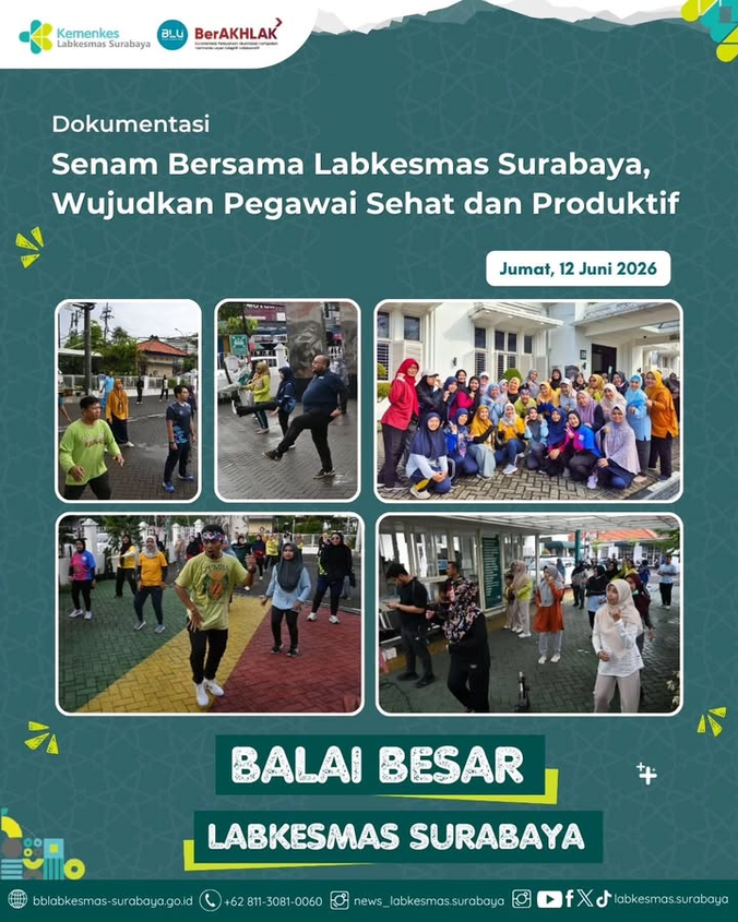 Senam Bersama Labkesmas Surabaya, Wujudkan Pegawai Sehat dan Produktif